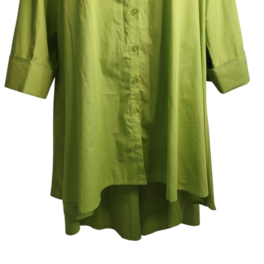 Midnight Velvet Shirt Dress Womens Green Button Up Hi Low Shirt Dress Sz XL NWT - Picture 6 of 11